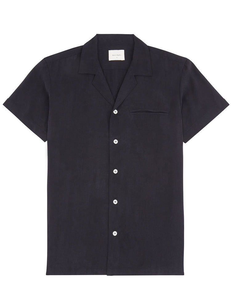 Short Sleeve Camp Collar Shirt - Black - Basic Rights