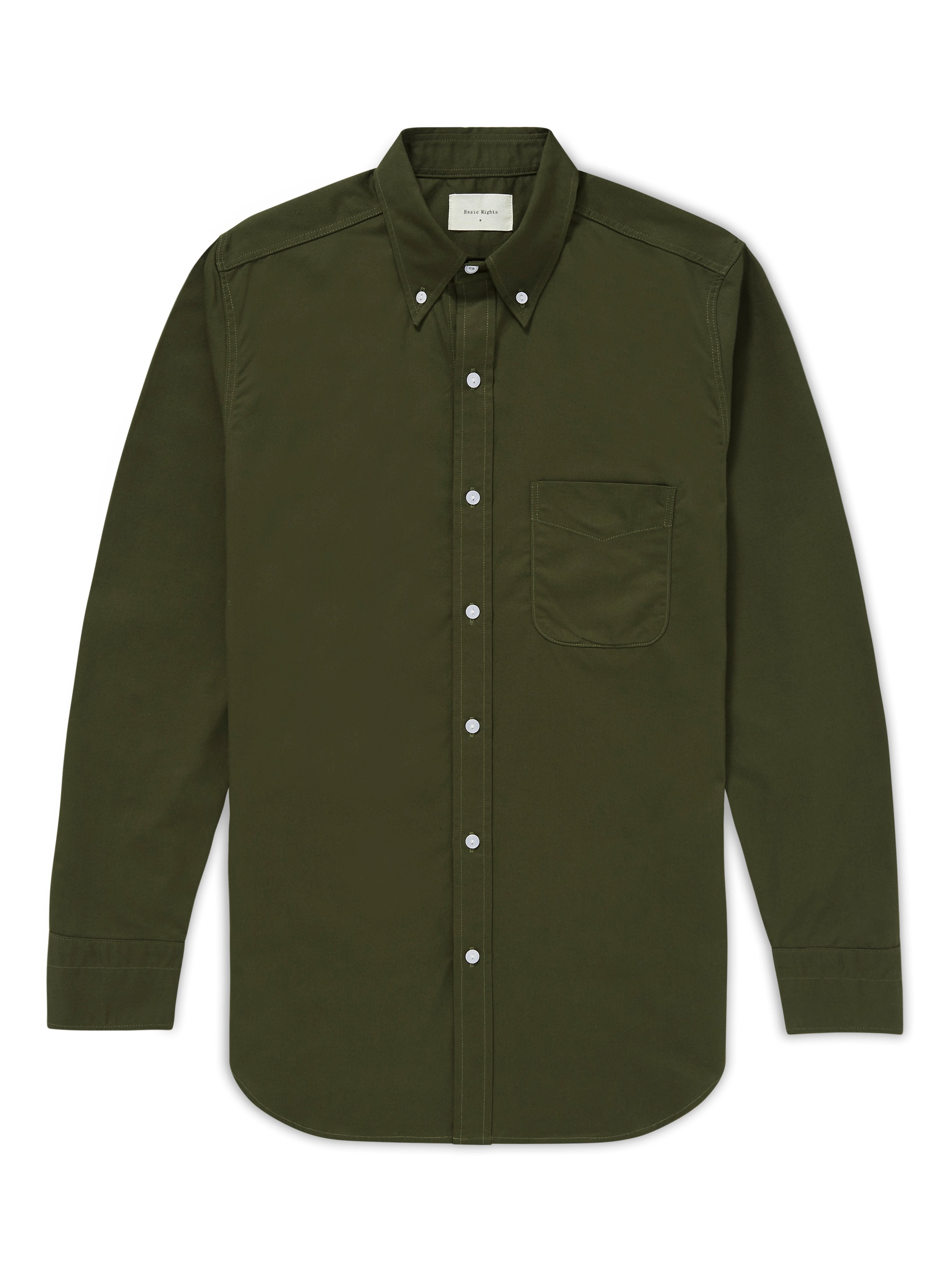 Cotton Button Down Shirt - Olive Green - Basic Rights