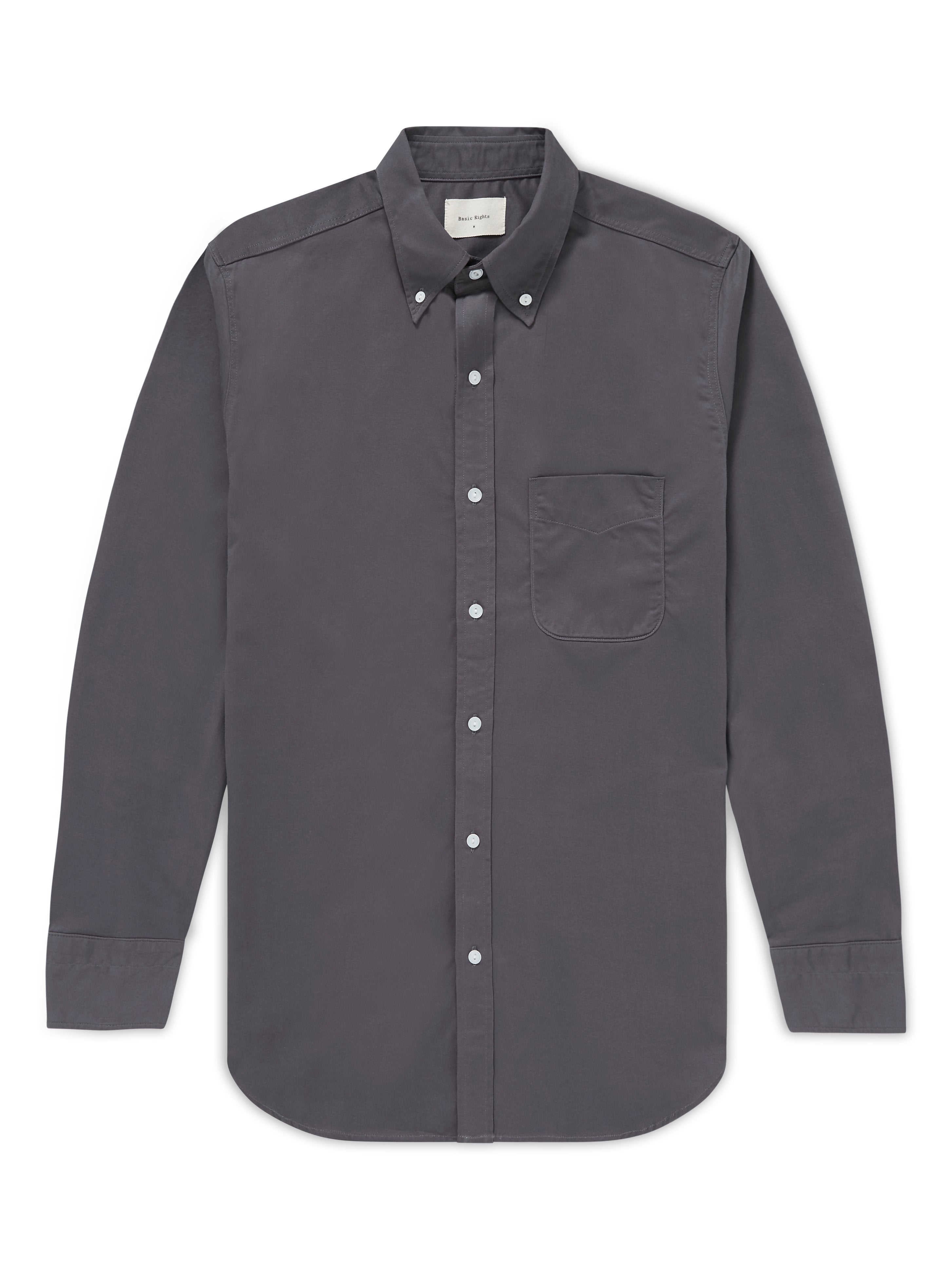 Cotton Button Down Shirt - Slate Gray - Basic Rights