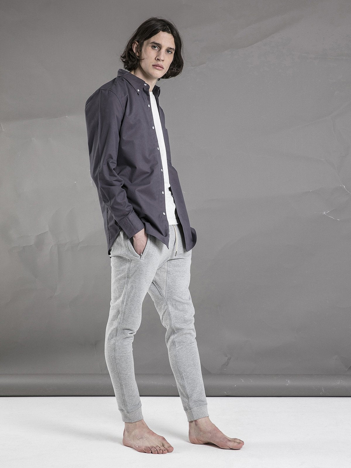 Cotton Button Down Shirt - Slate Gray - Basic Rights