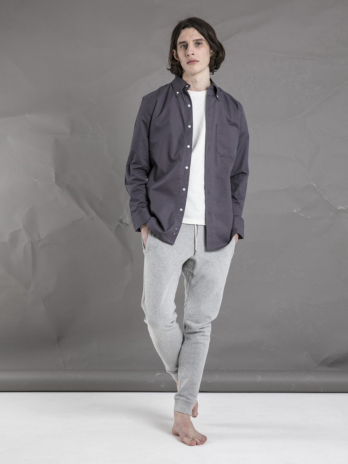 Cotton Button Down Shirt - Slate Gray - Basic Rights