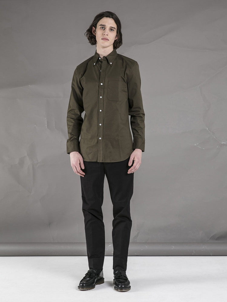 Cotton Button Down Shirt - Olive Green - Basic Rights