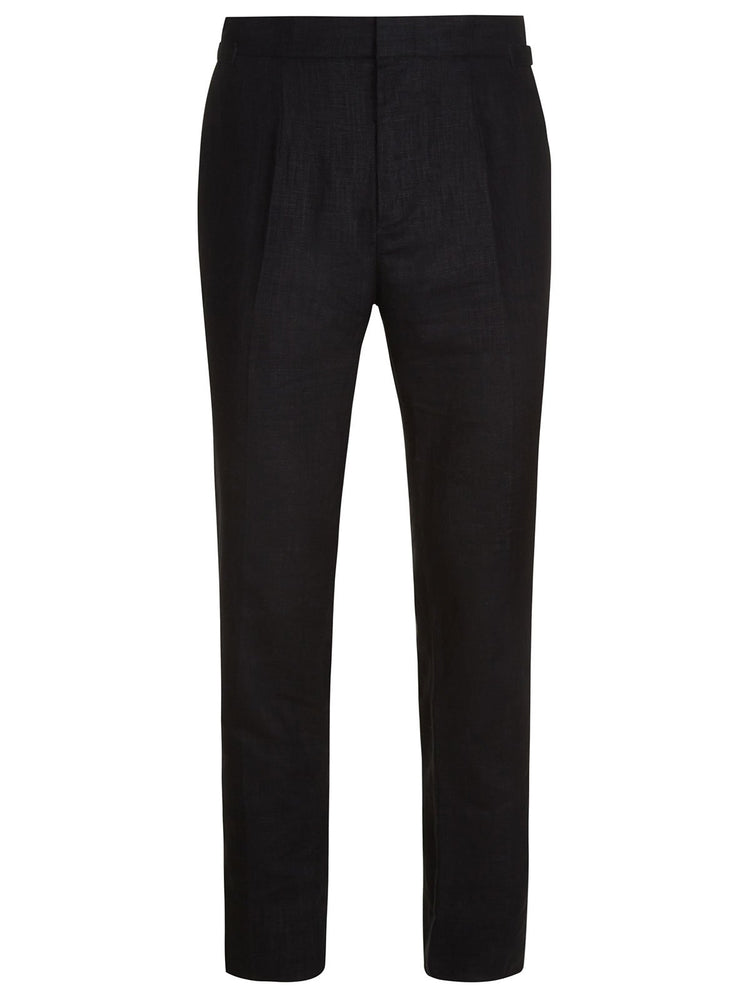 Linen High Waisted Trousers - Black - Basic Rights