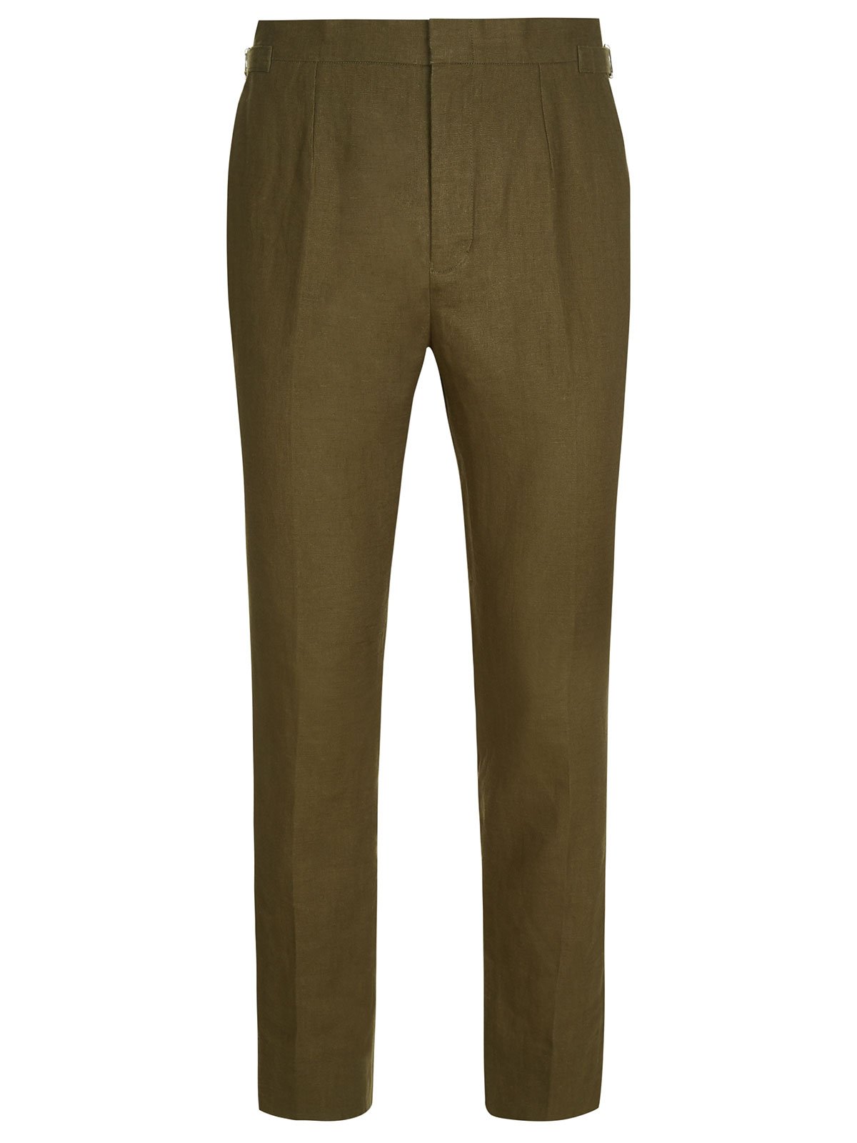 Linen High Waisted Trousers - Green - Basic Rights