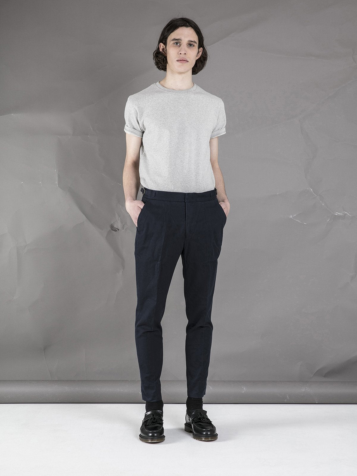 High Waisted Trousers - Navy - Basic Rights