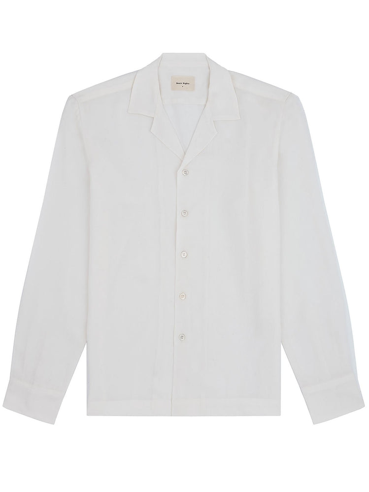 Long Sleeve Camp Collar Shirt - White - Basic Rights