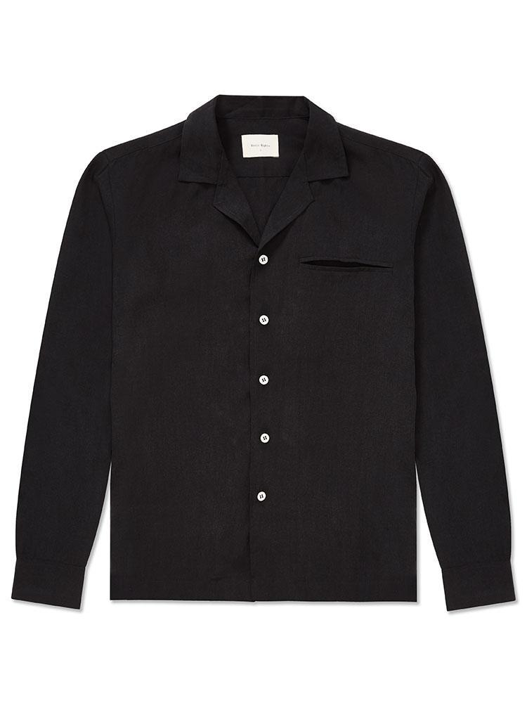 Long Sleeve Camp Collar Shirt - Black - Basic Rights