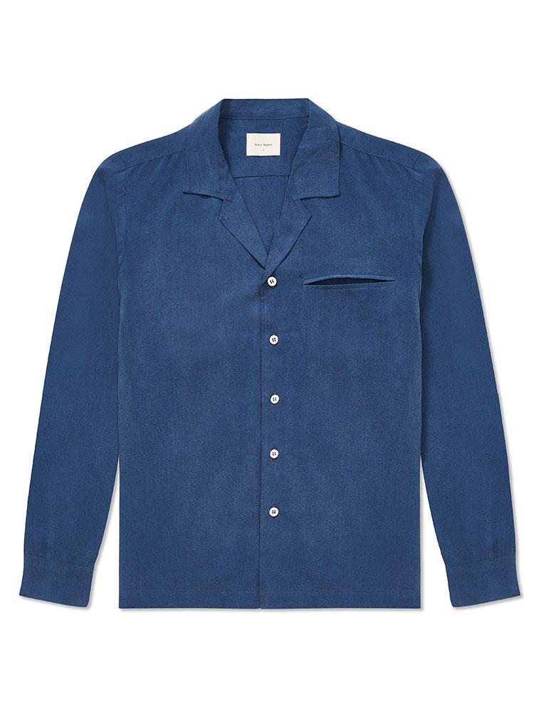 Long Sleeve Camp Collar Shirt - Blue - Basic Rights