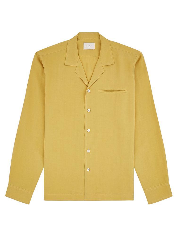 Long Sleeve Camp Collar Shirt - Mustard - Basic Rights