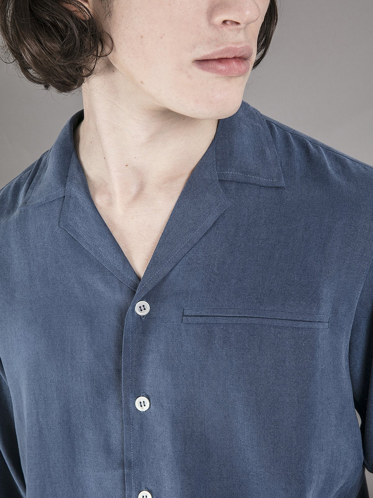 Long Sleeve Camp Collar Shirt - Blue - Basic Rights