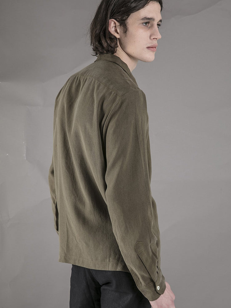 Long Sleeve Camp Collar Shirt - Army Green - Basic Rights