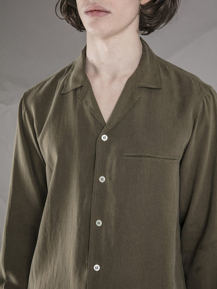 Long Sleeve Camp Collar Shirt - Army Green - Basic Rights