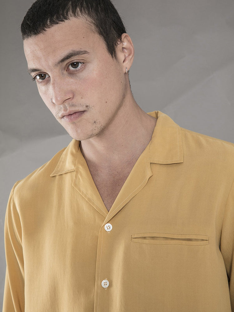 Long Sleeve Camp Collar Shirt - Mustard - Basic Rights