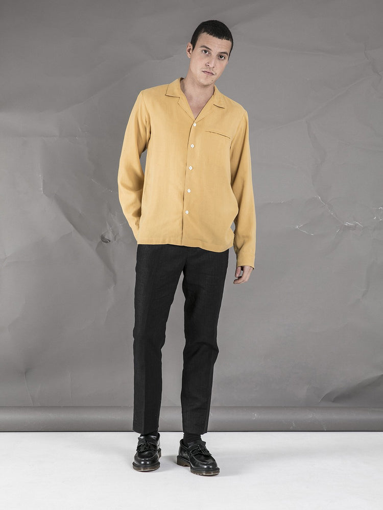 Long Sleeve Camp Collar Shirt - Mustard - Basic Rights