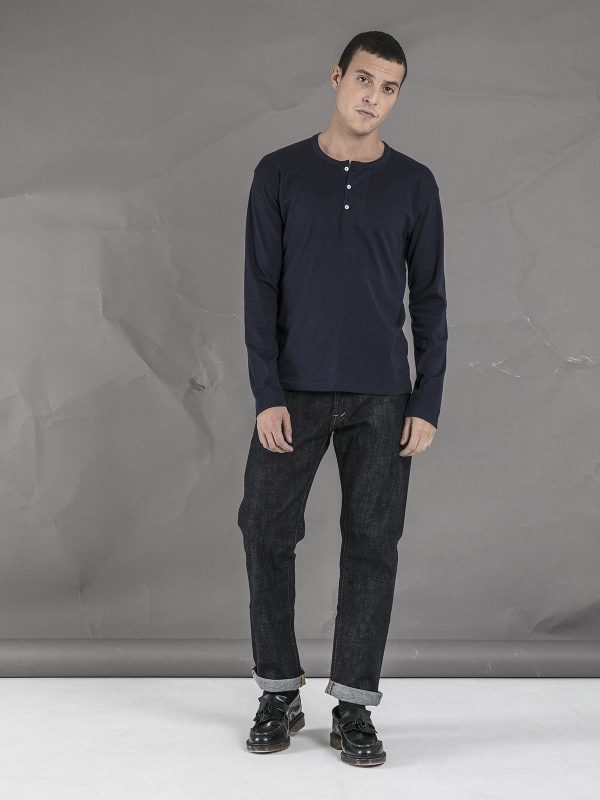 Long Sleeve Henley - Navy - Basic Rights