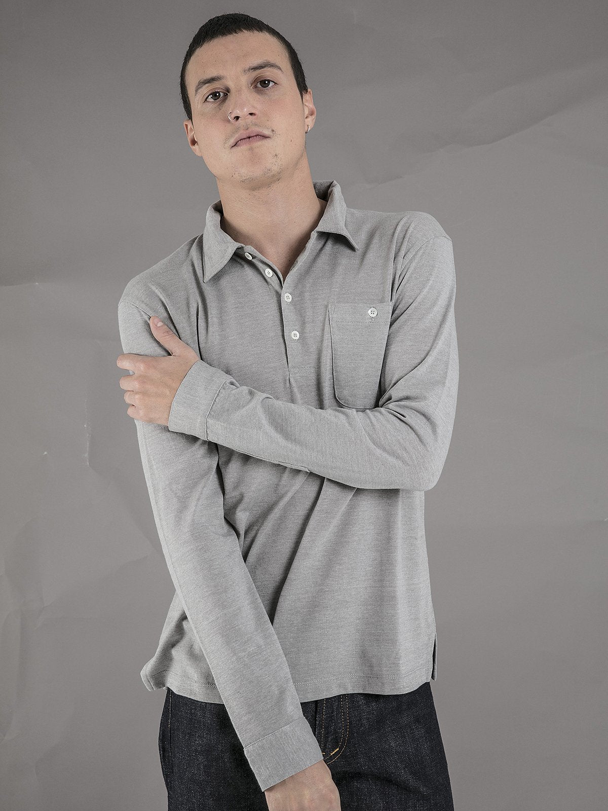 Long Sleeve Polo - Grey - Basic Rights