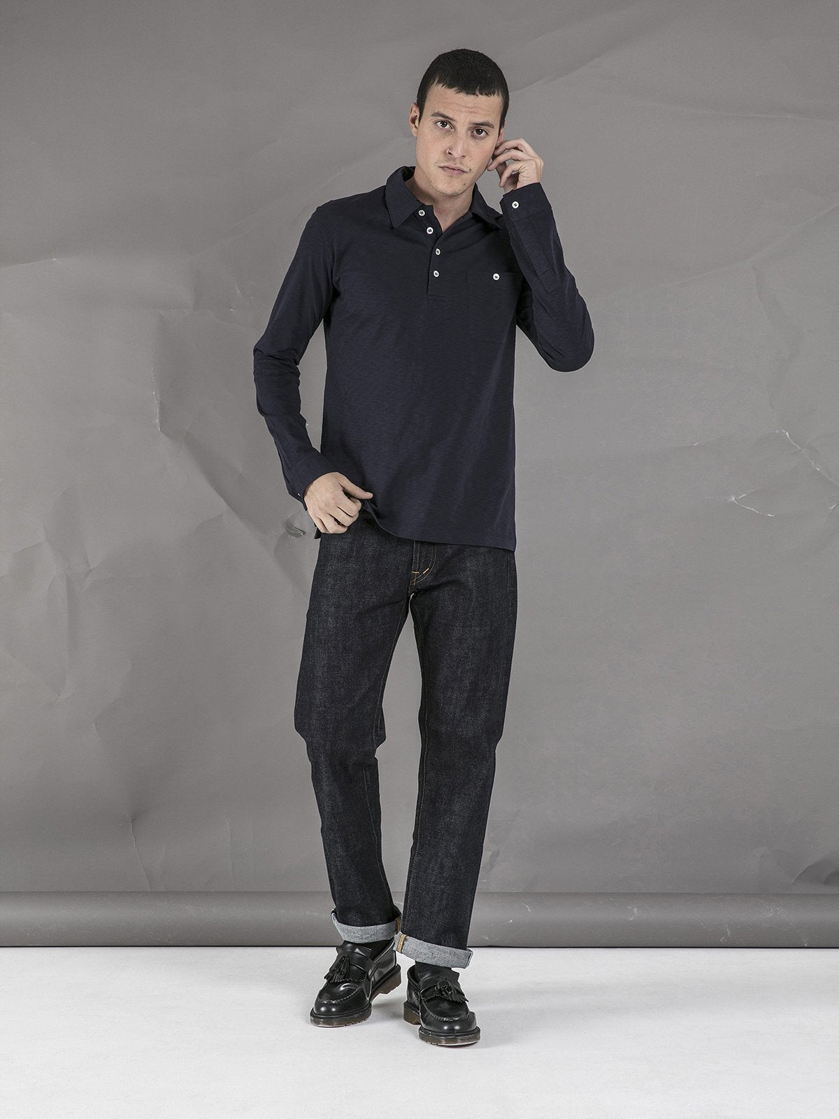 Long Sleeve Polo - Navy - Basic Rights