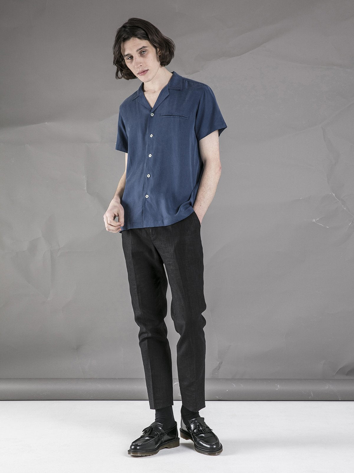 Short Sleeve Camp Collar Shirt - Blue - Basic Rights