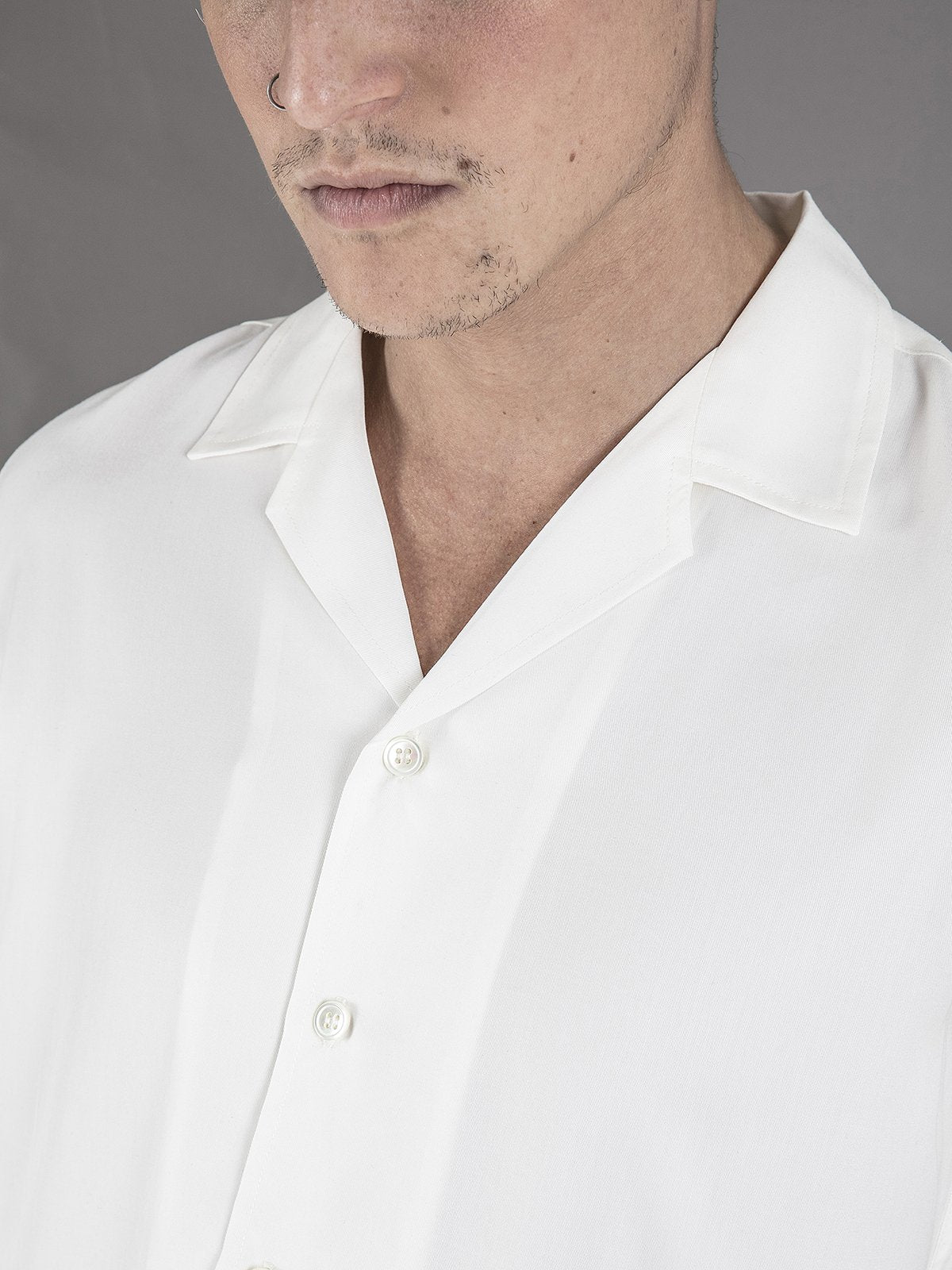 Short Sleeve Camp Collar Shirt - White - Basic Rights